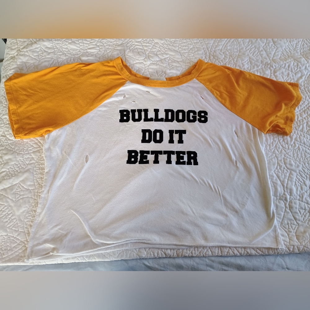 Forever 21 Yellow and White Short Sleeve Tee
